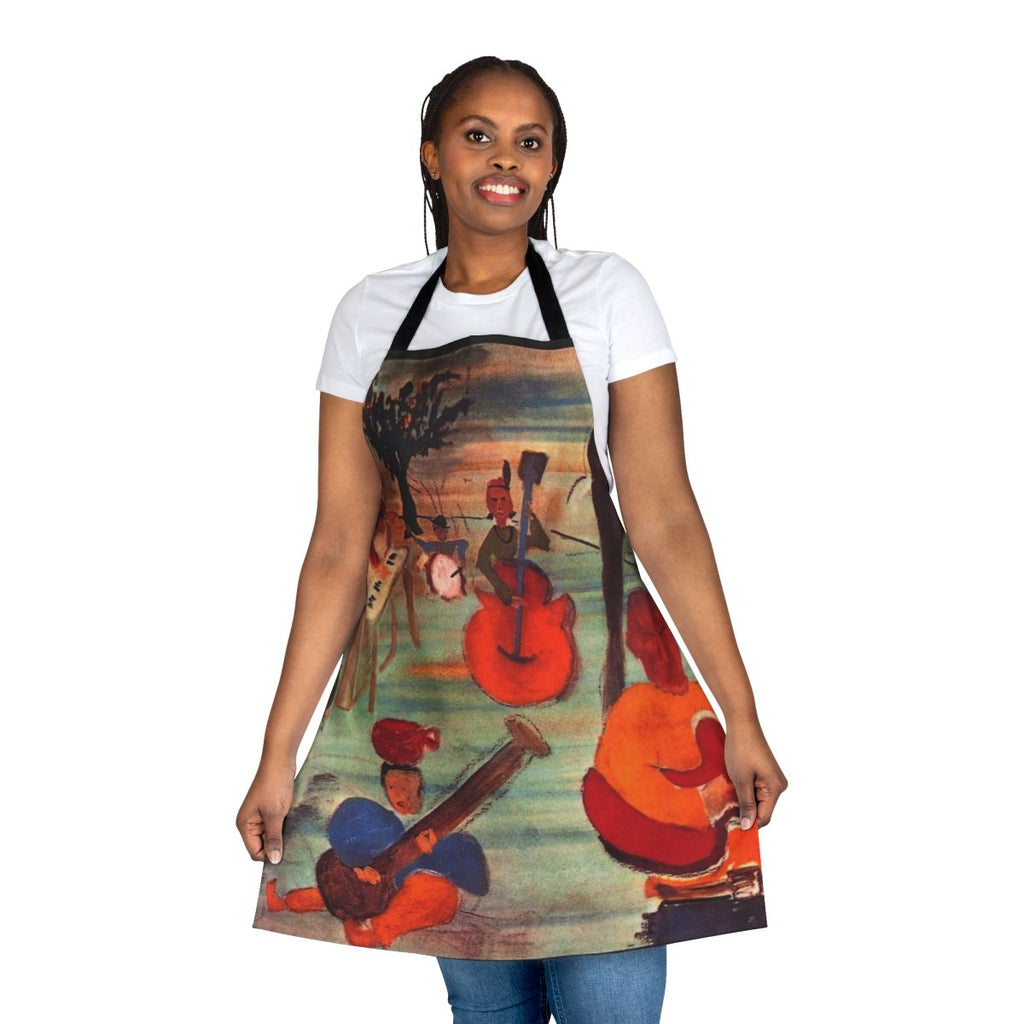 Classic rock inspired apron featuring a tribute design to the iconic album "Music From Big Pink"