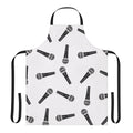 Classic-style black and white microphone pattern printed on an apron