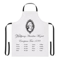 An apron featuring the name and dates of Wolfgang Amadeus Mozart's 1789 European tour.