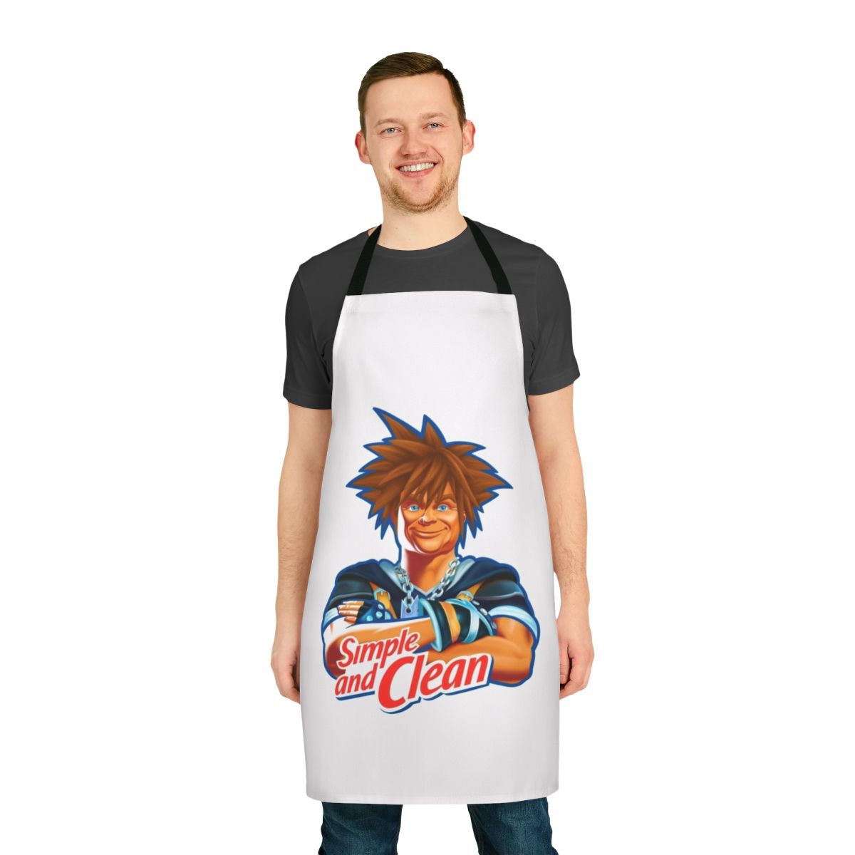 A simple and clean-inspired apron featuring characters and imagery from the Kingdom Hearts video game series.
