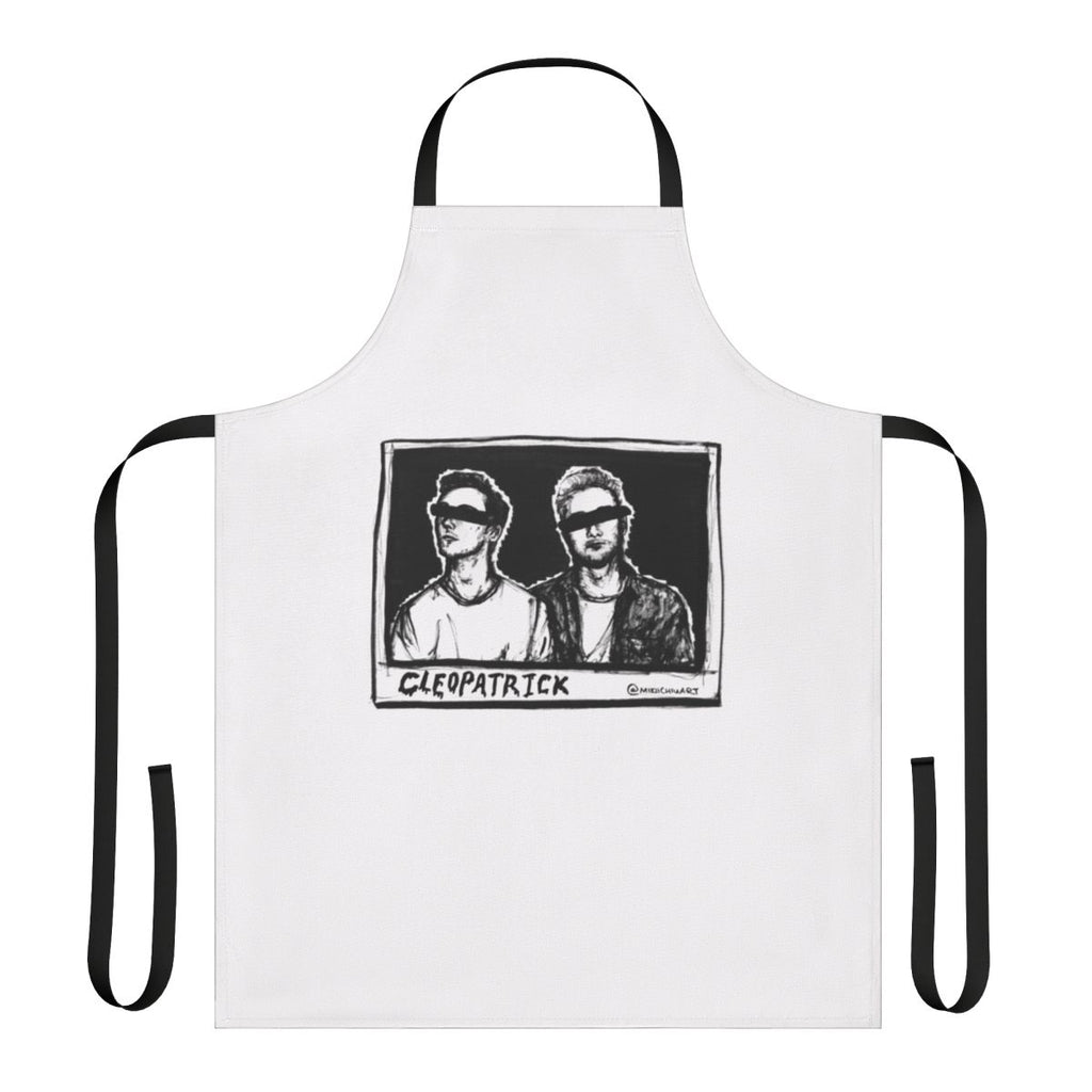 Cleopatrick-inspired black and white portrait apron