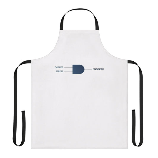 Colorful and humorous engineering-themed apron featuring a logic gate design