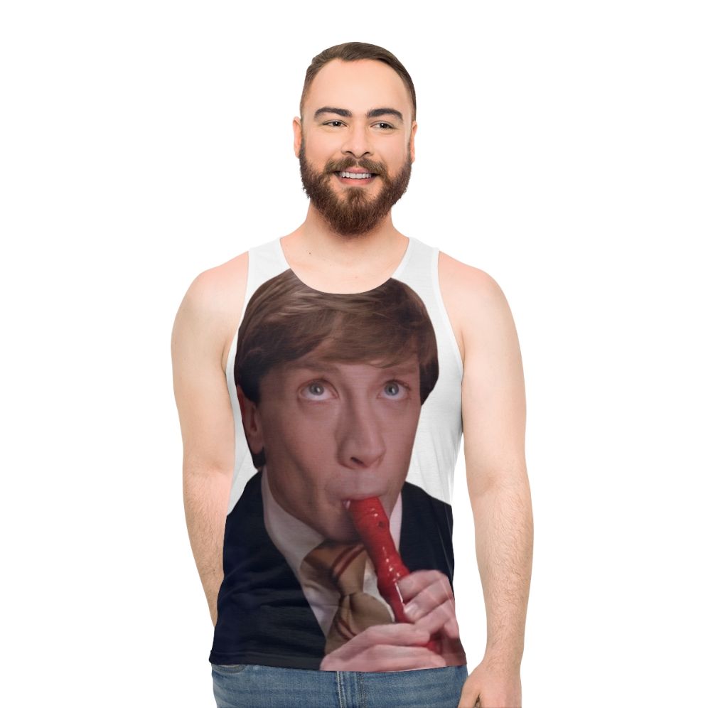 Clifford the Big Red Dog playing a recorder on a unisex tank top