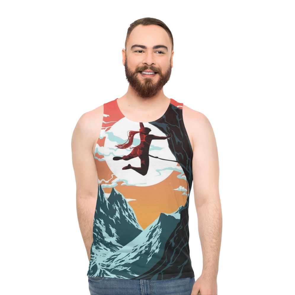 Climbing girl vector art unisex tank top