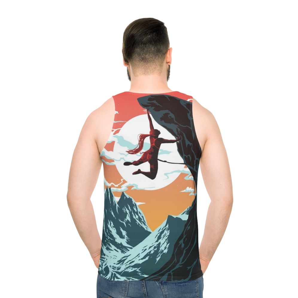 Climbing girl vector art unisex tank top