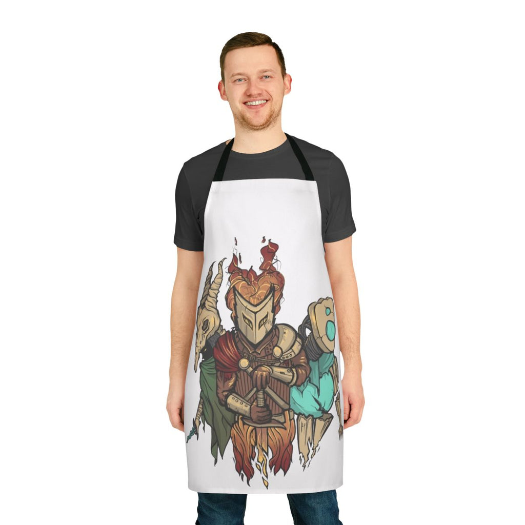 Climbing Spires themed apron featuring Slay the Spire game characters and fantasy art