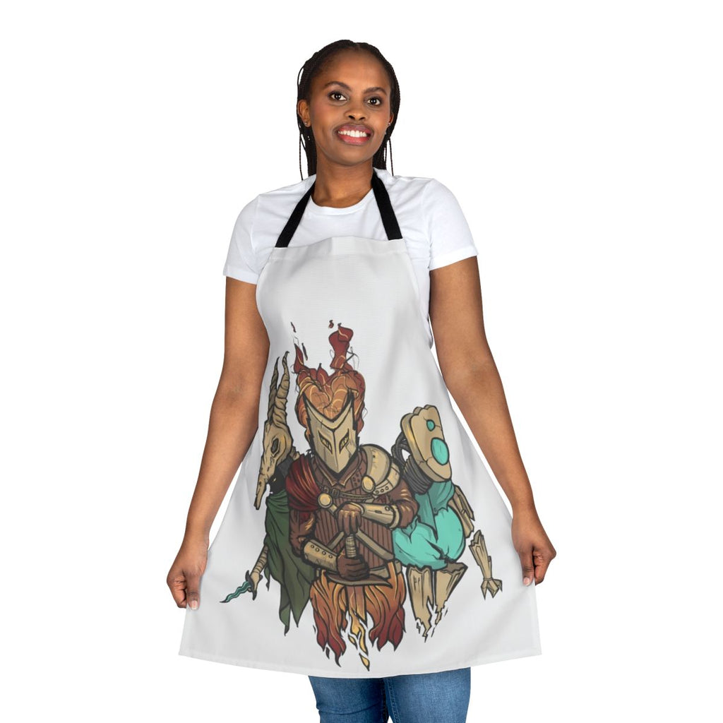 Climbing Spires themed apron featuring Slay the Spire game characters and fantasy art