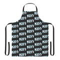 Apron featuring a graphic design inspired by the iconic Kiss the Band logo and clouds in a blue sky.