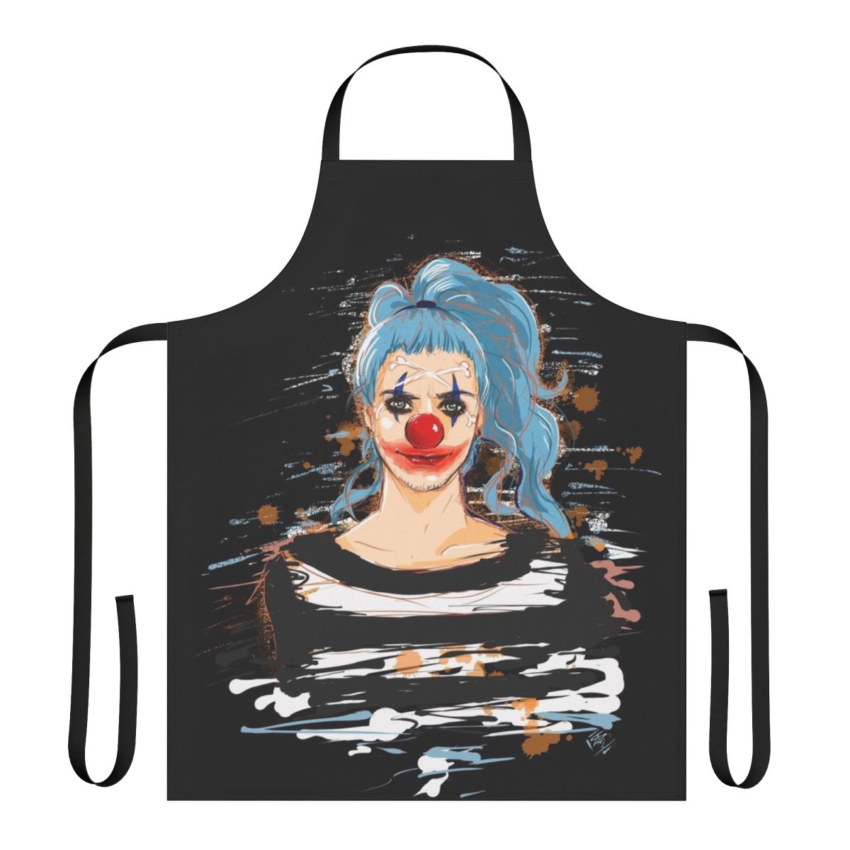 Clown apron with Buggy the Clown design from One Piece