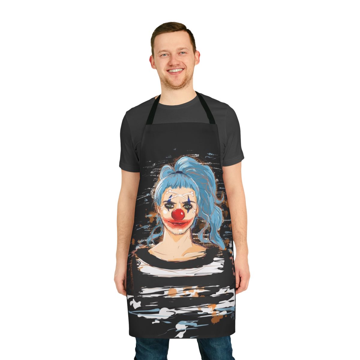 Clown apron with Buggy the Clown design from One Piece