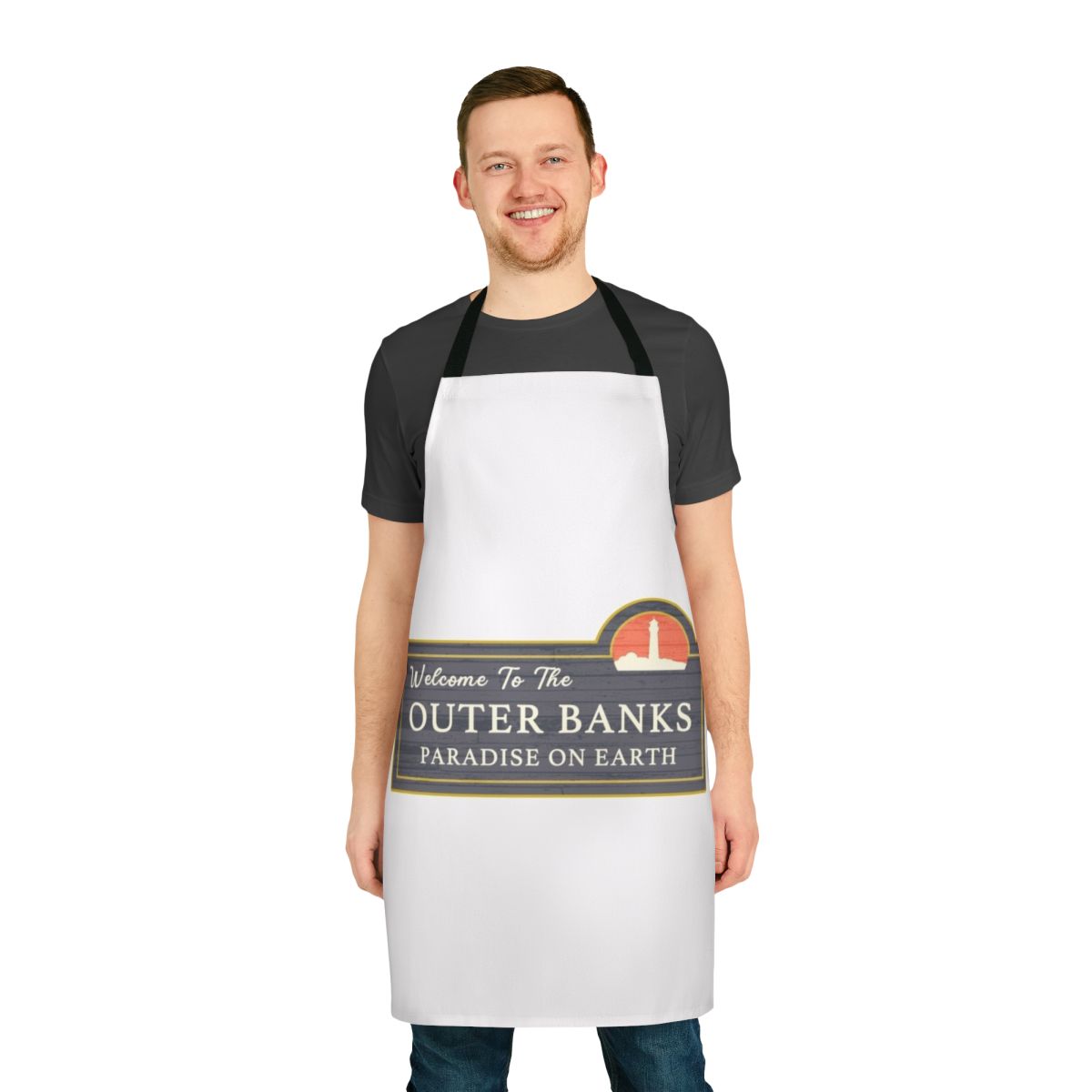 Coastal-Inspired Outer Banks Themed Apron with Beach and Sea Motifs
