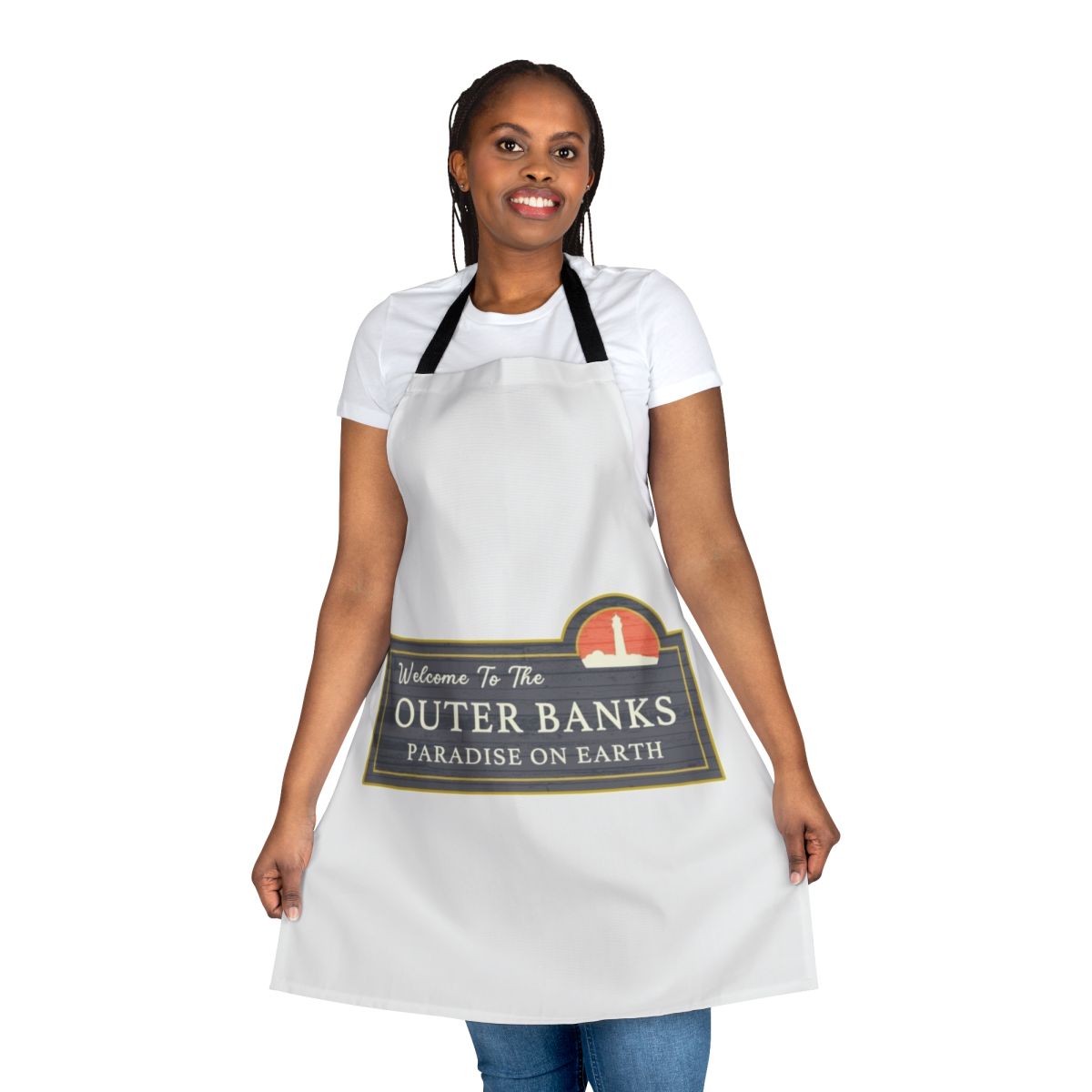 Coastal-Inspired Outer Banks Themed Apron with Beach and Sea Motifs