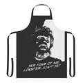 Lobster themed apron with a lighthouse design, perfect for coastal and seafood inspired cooking and baking.