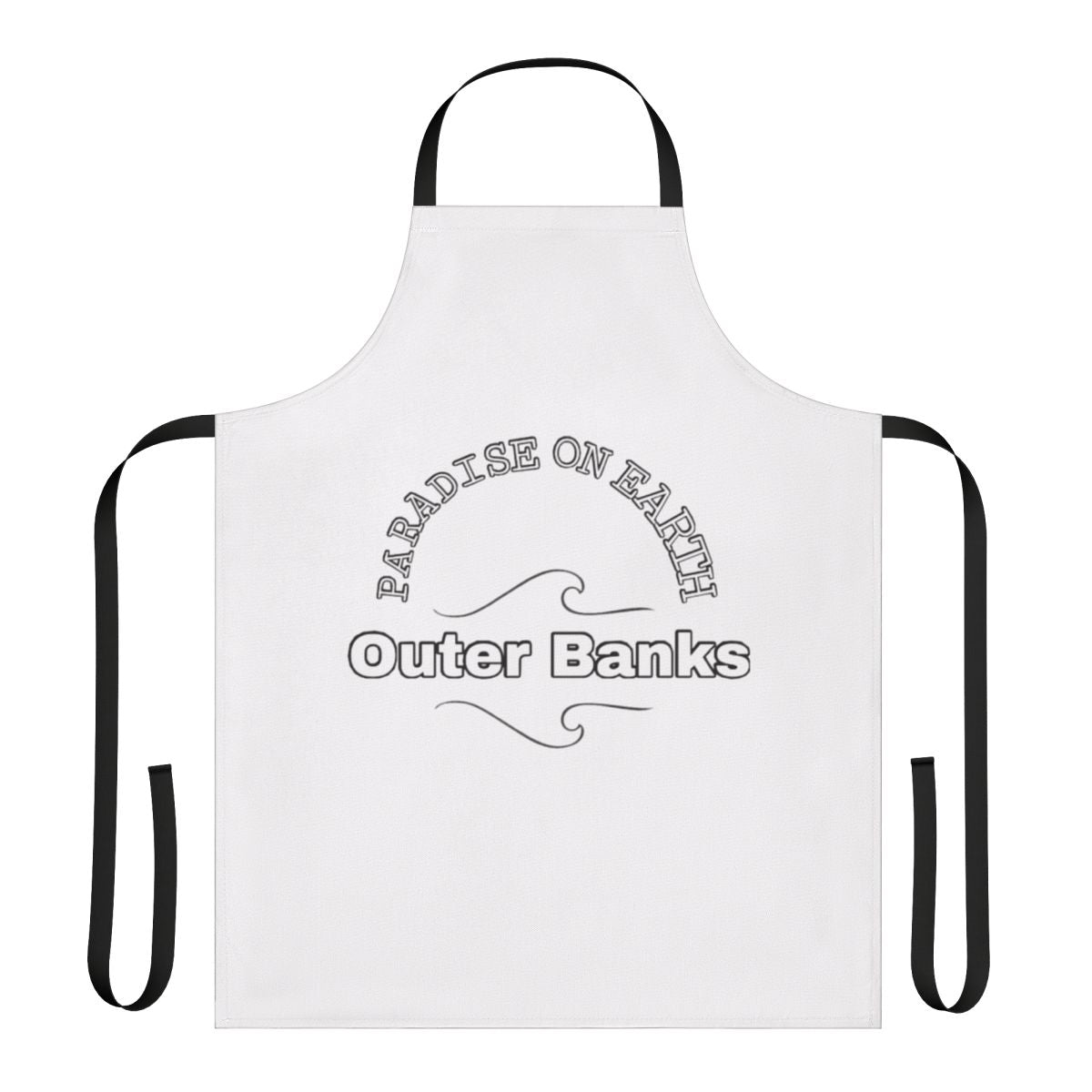Outer Banks-inspired apron featuring beach waves and a lighthouse