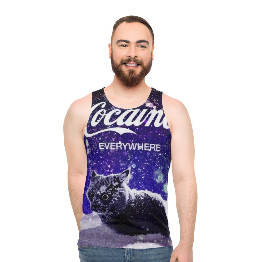 Cocaine Cat Unisex Tank Top with Artistic Design