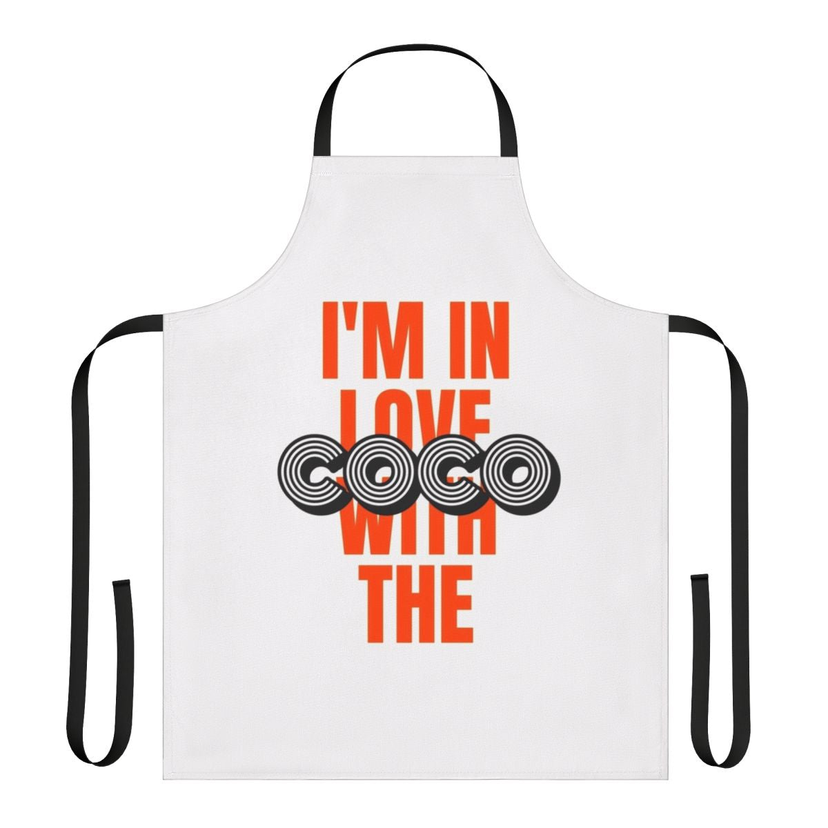 Coco inspired apron with retro orange lettering and design