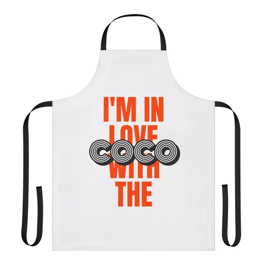 Coco inspired apron with retro orange lettering and design