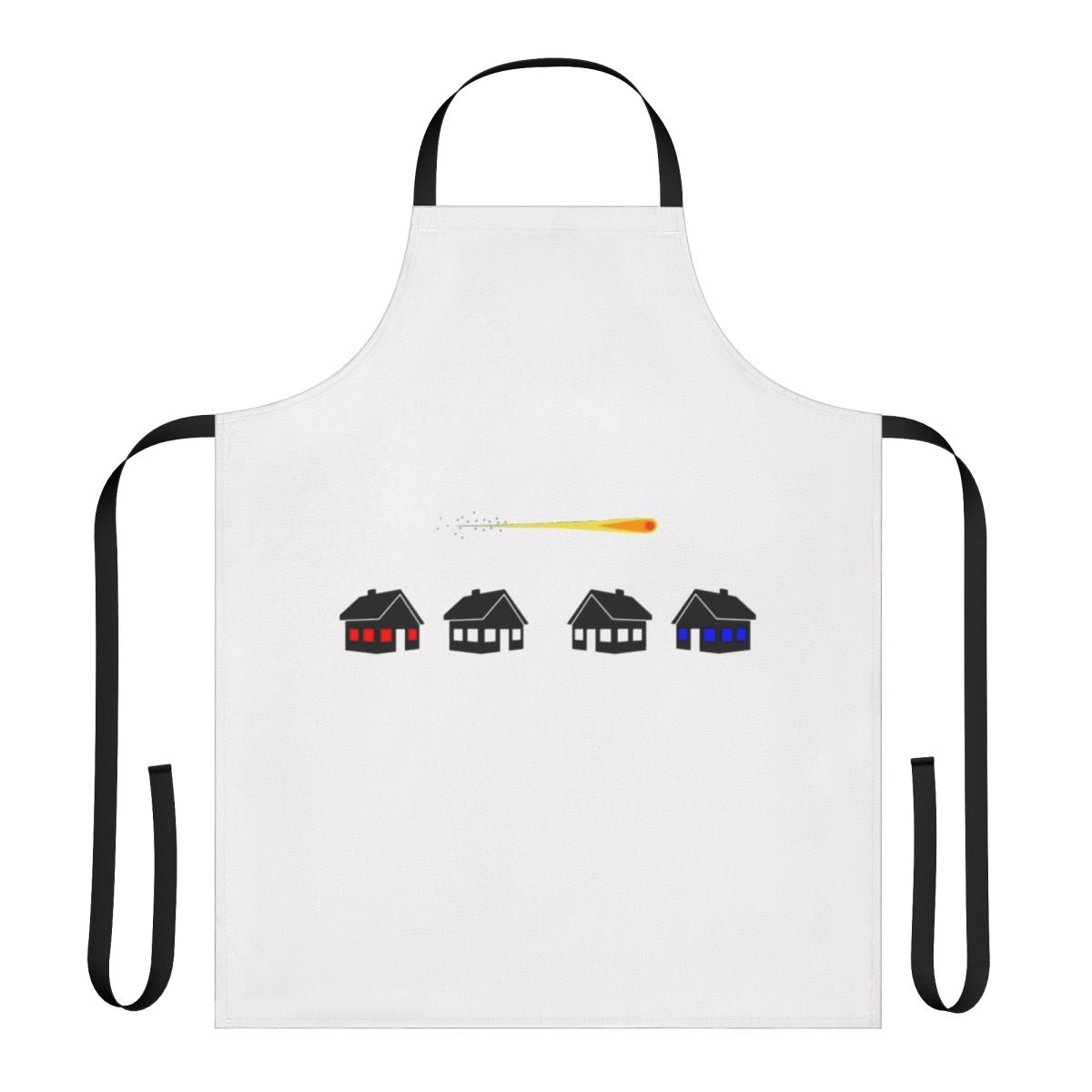 Coherence-inspired minimalist design apron with comet and blue elements
