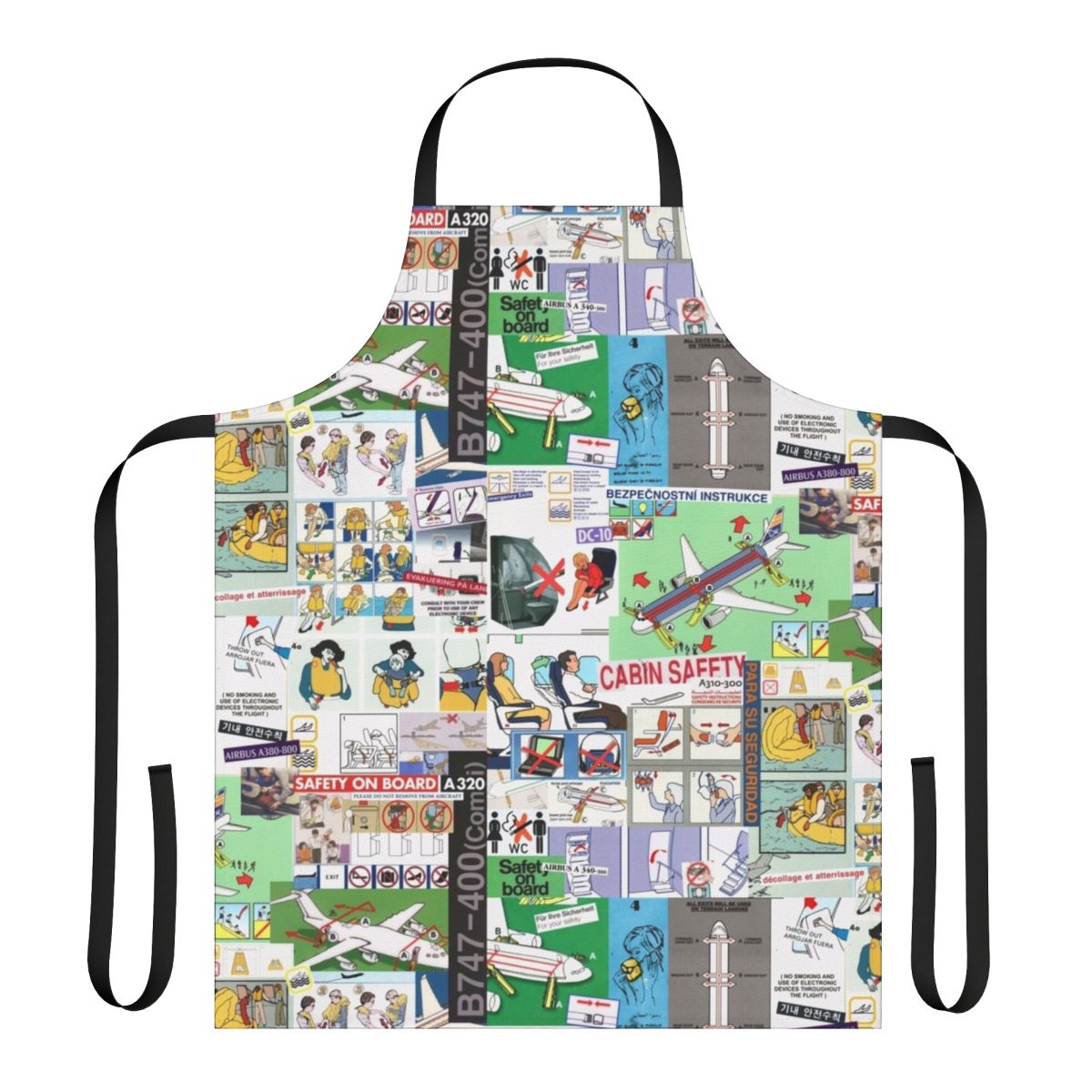 Collage design safety apron for air travelers and flight crews