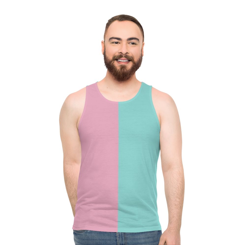 Color Block Half Pink Blue Unisex Tank Top