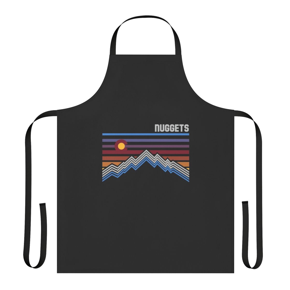 Denver Nuggets-themed kitchen apron with team colors and basketball graphics