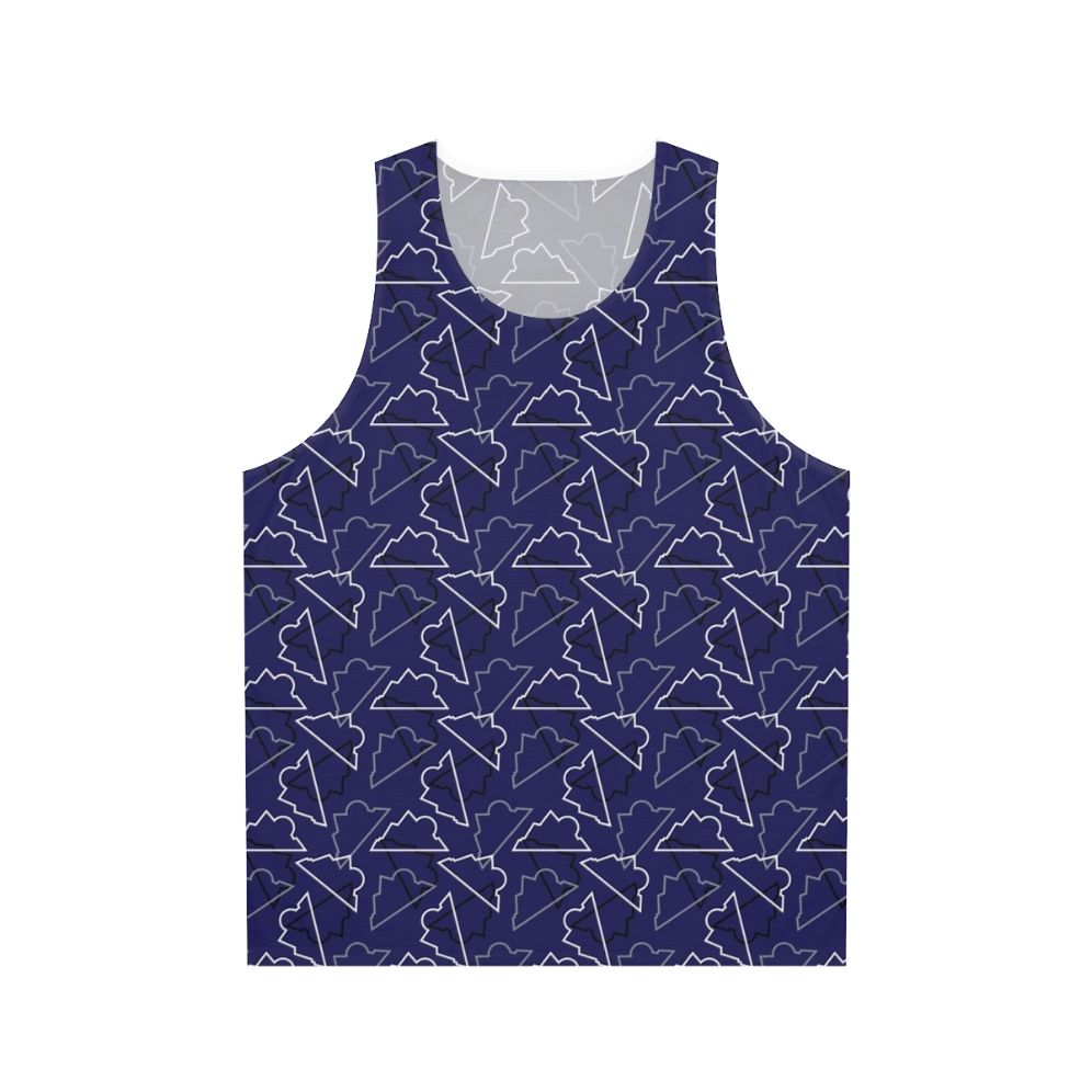 Colorado Rockies unisex tank top with mountain logo on purple background