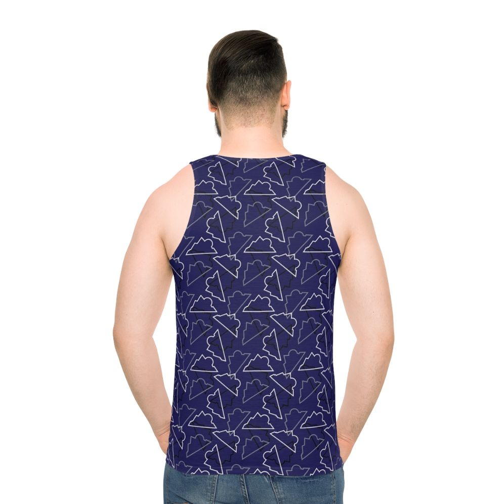 Colorado Rockies unisex tank top with mountain logo on purple background
