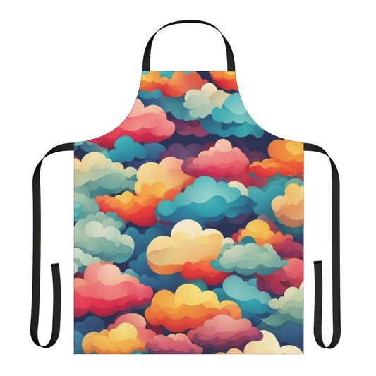 Vibrant abstract cloud pattern design printed on a high-quality kitchen apron
