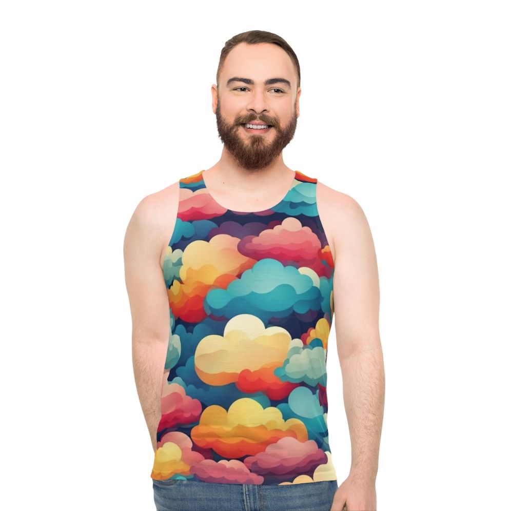 Colorful abstract cloud pattern unisex tank top