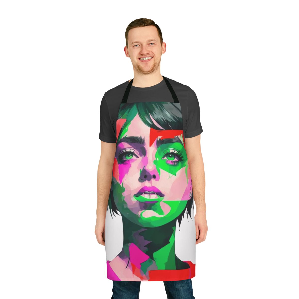 Vibrant abstract minimalist pattern design on a high-quality apron