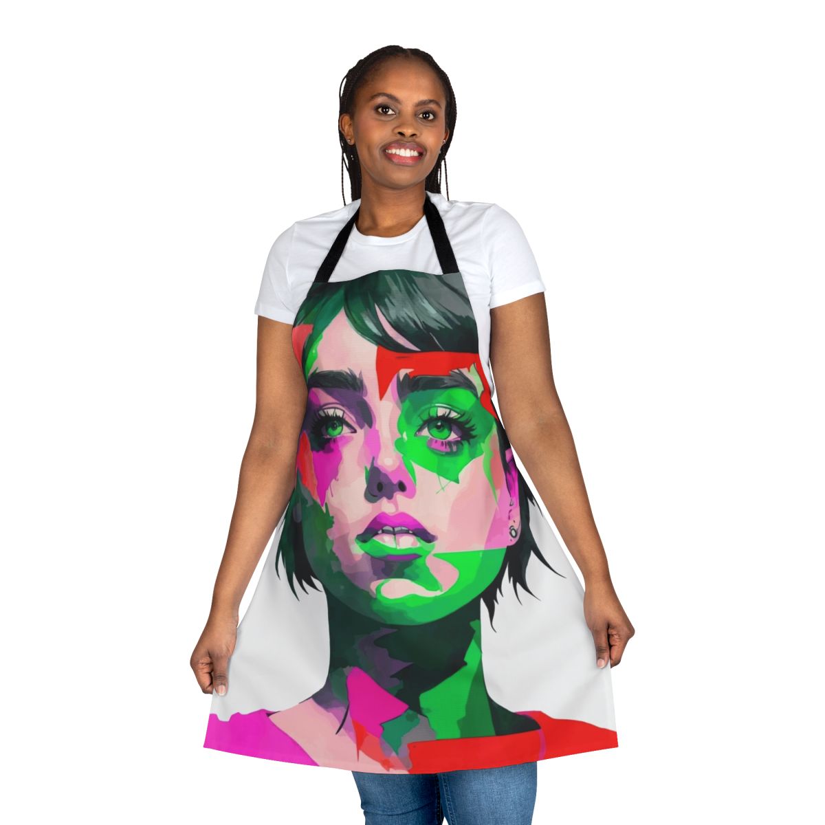 Vibrant abstract minimalist pattern design on a high-quality apron