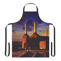 Vibrant apron featuring animals and psychedelic design inspired by Pink Floyd album covers