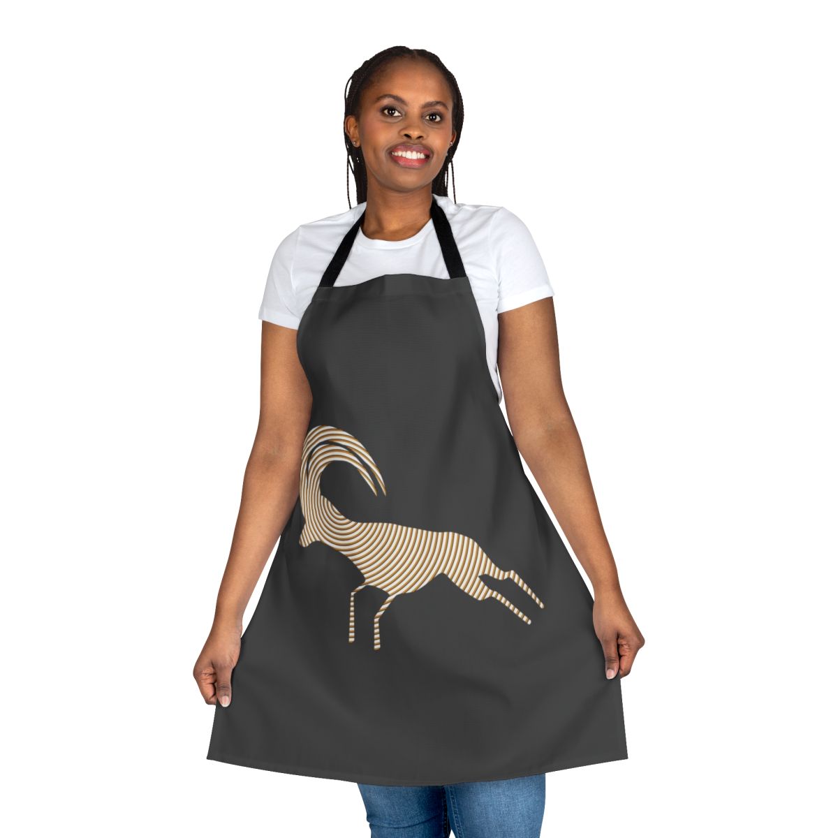 Colorful and abstract antelope legendary animals design on an apron