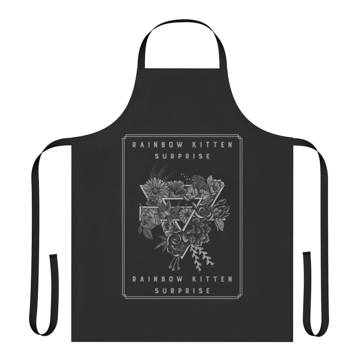 Vibrant apron featuring the Rainbow Kitten Surprise band logo and design