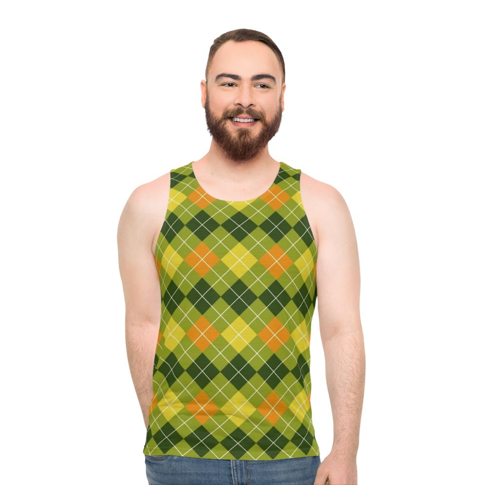Colorful argyle pattern unisex tank top