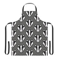 Colorful badger-themed apron with a gray and black design