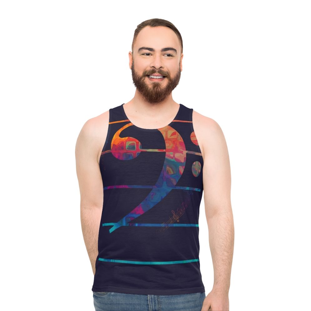 Colorful Bass Clef Unisex Music Tank Top