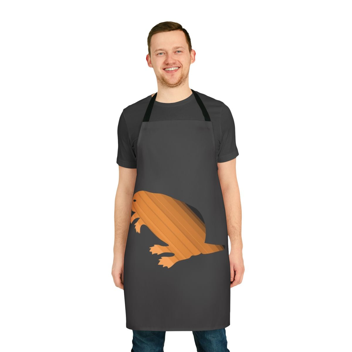 Vibrant illustration of a beaver wearing skis on a vibrant, abstract background
