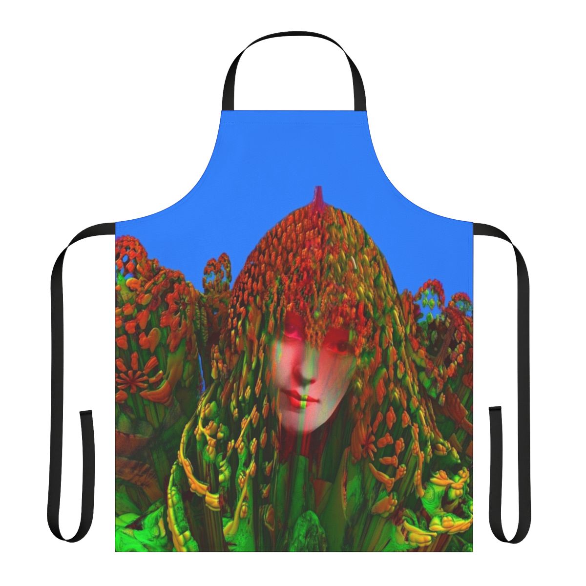 Colorful bohemian-style apron with dreadlock and abstract patterns