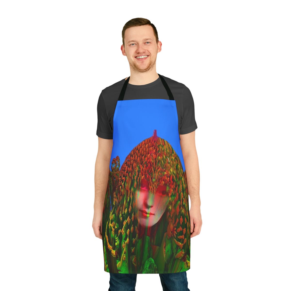 Colorful bohemian-style apron with dreadlock and abstract patterns