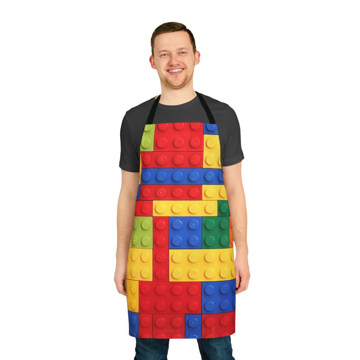 Colorful brick design apron with geometric pattern