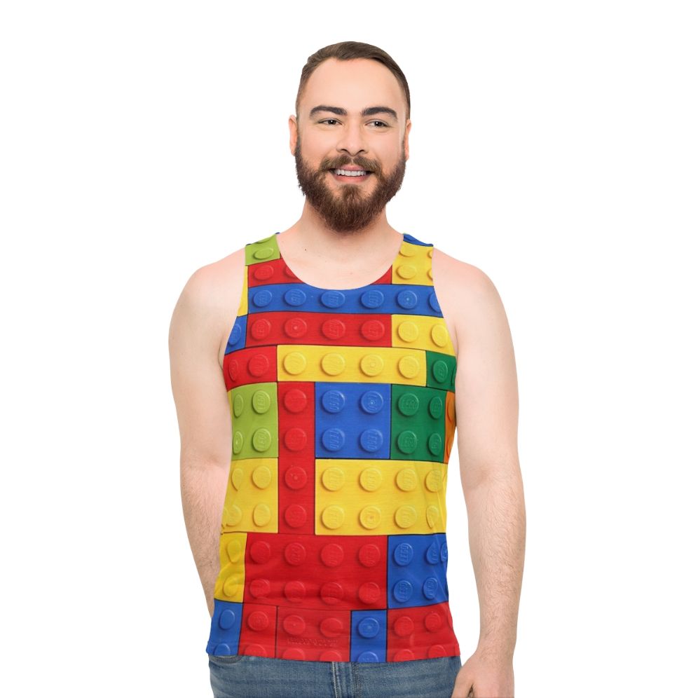 Colorful bricks design unisex tank top