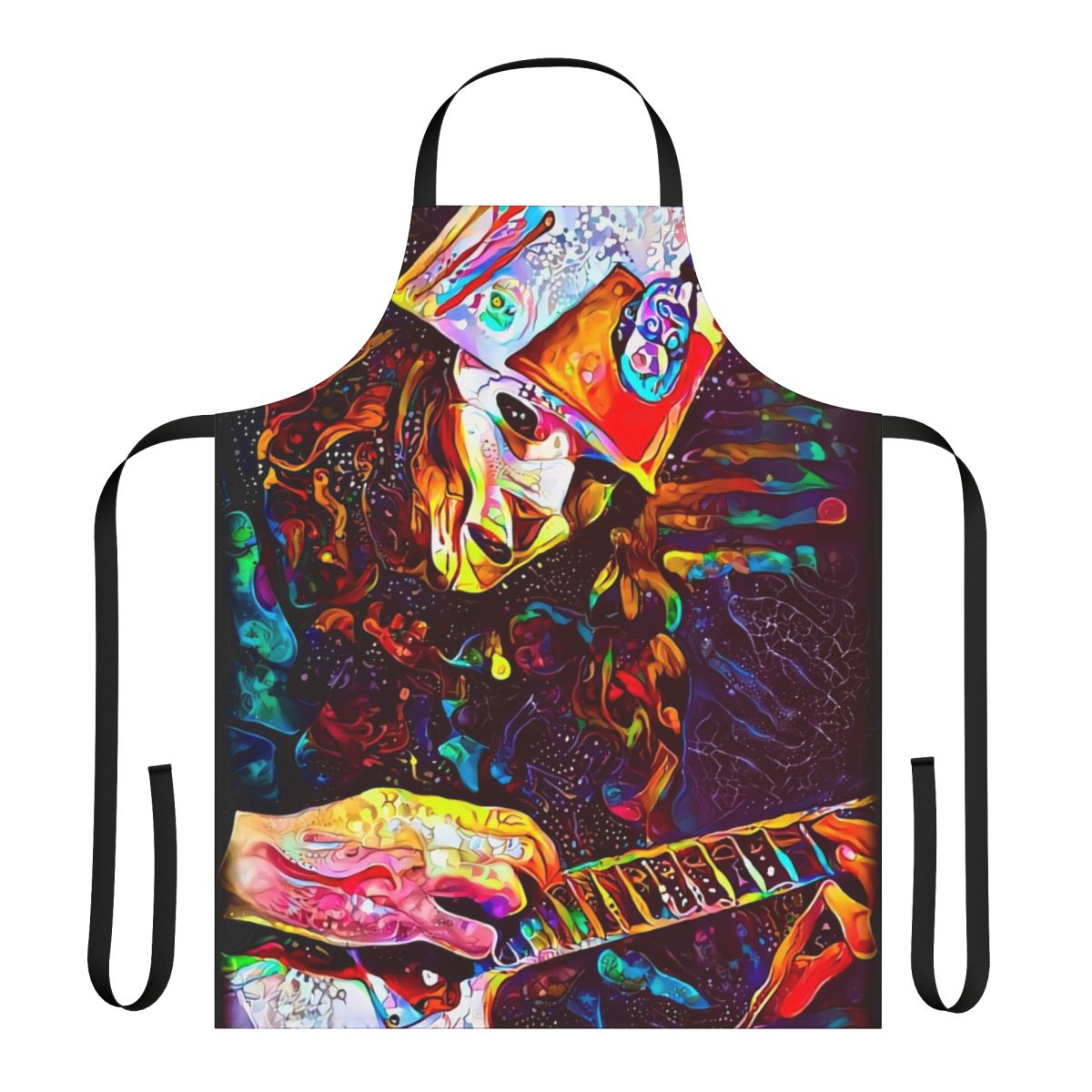 Colorful apron featuring the Buckethead Udnie Wave design, a vibrant and artistic kitchen accessory.