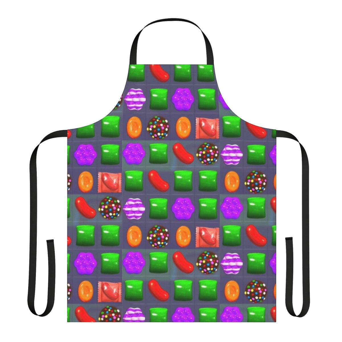 Colorful candy-themed apron with a playful design for gaming enthusiasts
