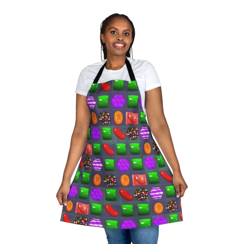 Colorful candy-themed apron with a playful design for gaming enthusiasts