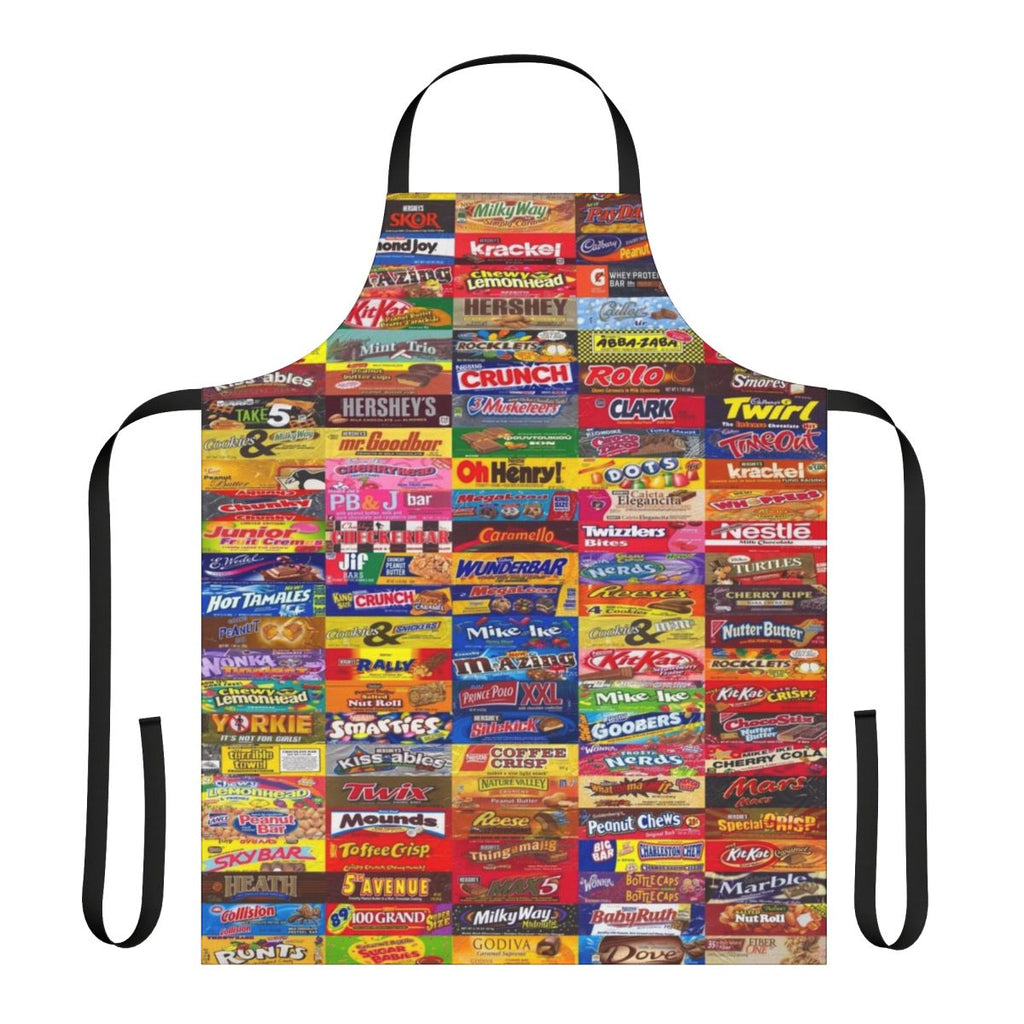 Colorful candy wrappers printed on a durable, adjustable apron