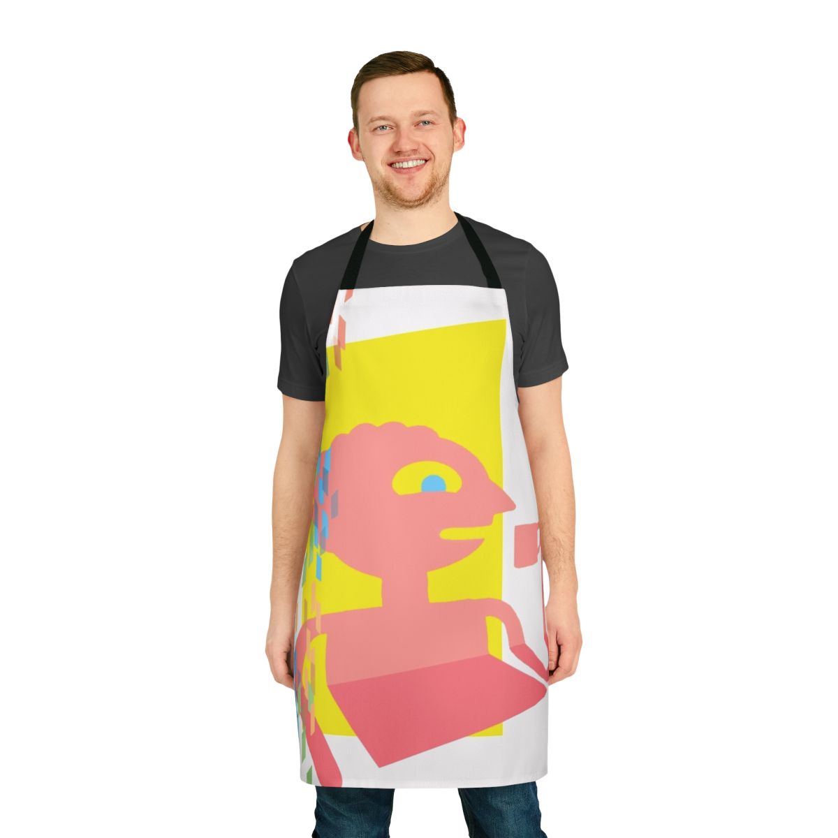 Vibrant illustration of Prismo the Wish Master from Adventure Time on a durable, high-quality apron.