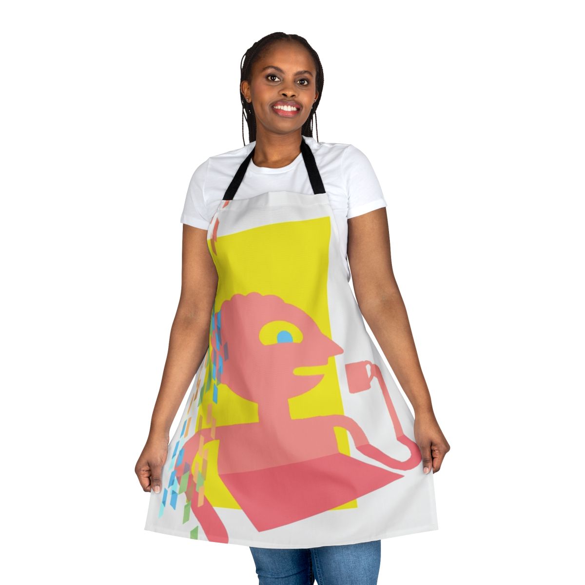Vibrant illustration of Prismo the Wish Master from Adventure Time on a durable, high-quality apron.