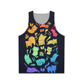 Colorful cats and books design unisex tank top