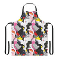 Vibrant cockatoo-patterned apron featuring a flock of playful parrots